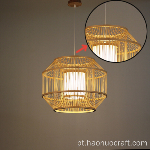 lustre de metal em bambu para restaurante e luminária energética pendente